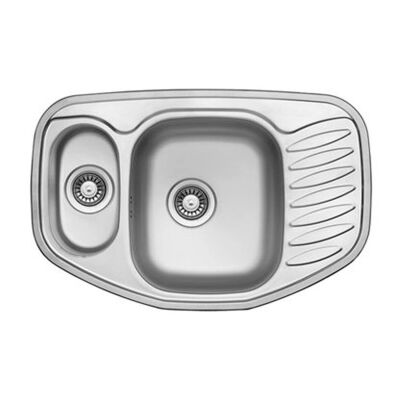 Ukinox Chels 1.5 Bowl Polished Stainless Corner Sink - 1