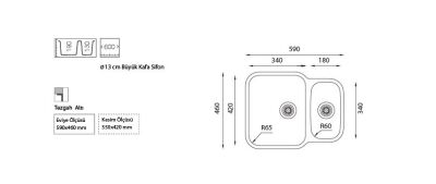 Ukinox Eviye Zeta D 1.5 Göz Tezgah Altı - 4