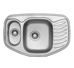 Ukinox Kitchen Sink Cehels Corner 1.5 Bowl Decorated - 1