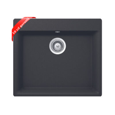 Ukinox Valente N 100 Granite Dropperless Black Kitchen Sink - 1