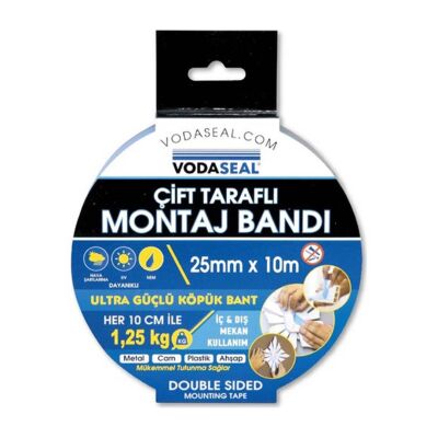 Vodaseal Çift Taraflı Montaj Bandı 25mmx10Mt - 1